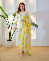 Yellow Bloom Premium Cotton Suit