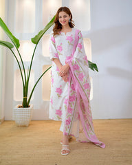 Rose Pink Bloom Premium Cotton Suit