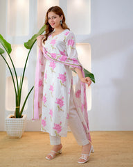 Rose Pink Bloom Premium Cotton Suit