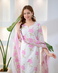 Rose Pink Bloom Premium Cotton Suit