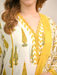 Sunlit Bloom Leaf Premium Cotton Suit