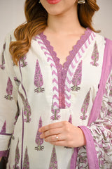 Orchid Bloom Leaf Premium Cotton Suit