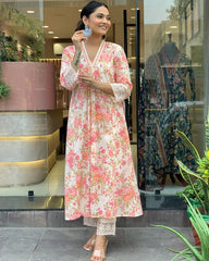 Mughal Butta Anarkali Kurti Set Summer Collection