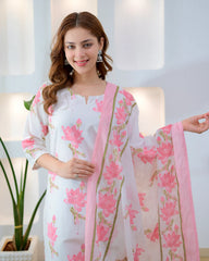 Rose pink bloom cotton suit fabric texture close-up