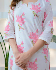 Rose pink premium cotton 3-piece suit set styled for women - Resshaa