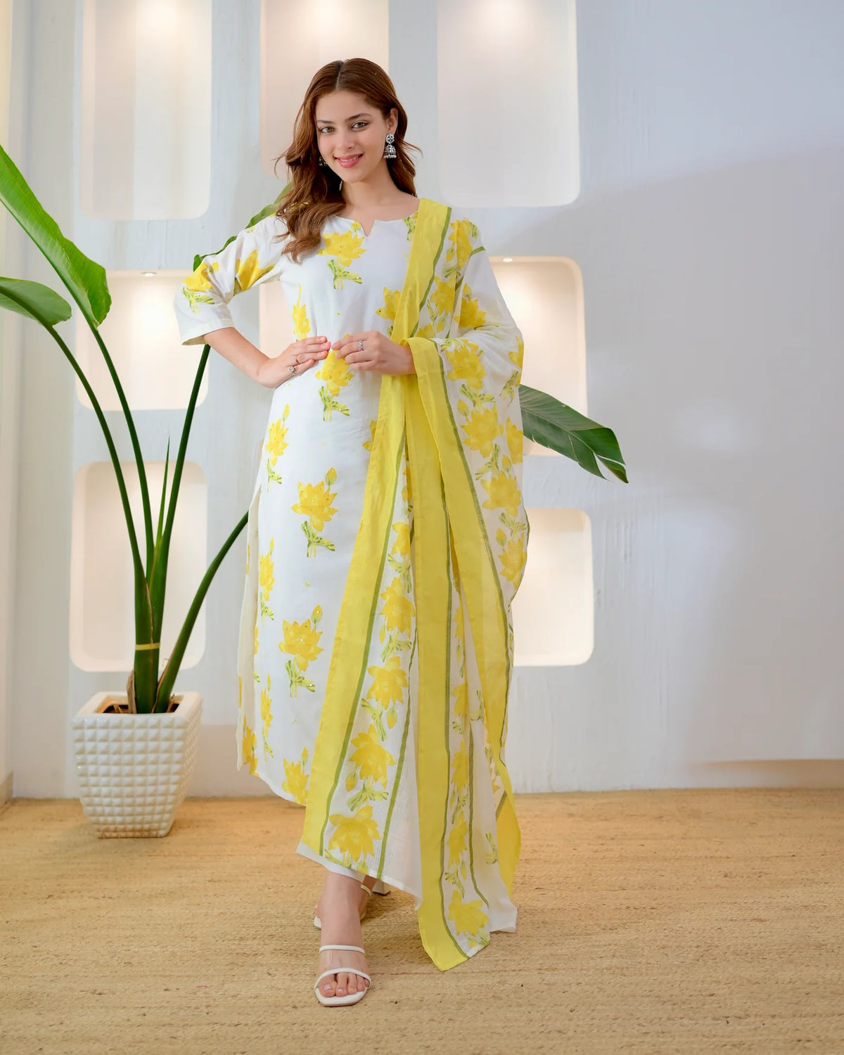 Yellow Bloom Premium Cotton Suit