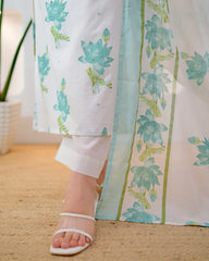 Turquoise Bloom Premium Cotton Suit
