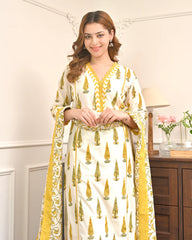 Sunlit Bloom Leaf Premium Cotton Suit
