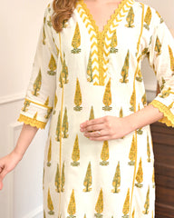 Sunlit Bloom Leaf Premium Cotton Suit