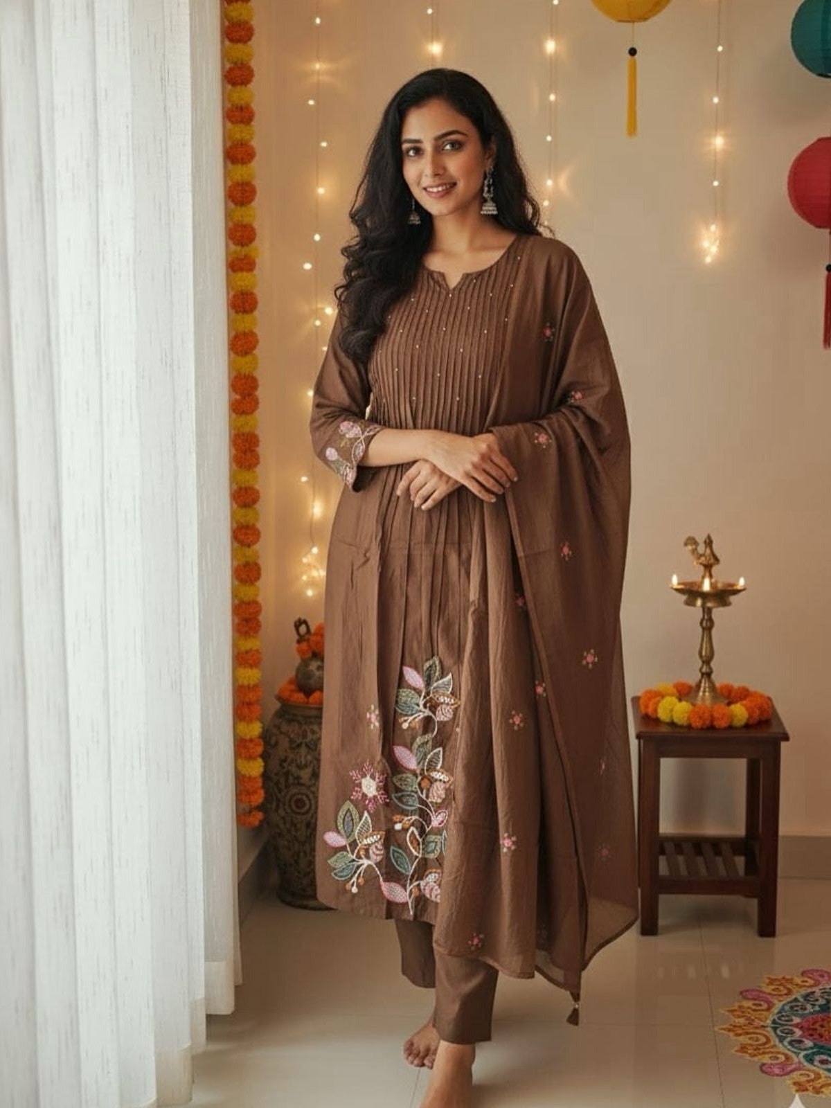Beautiful Cotton Embroidered Suit Set