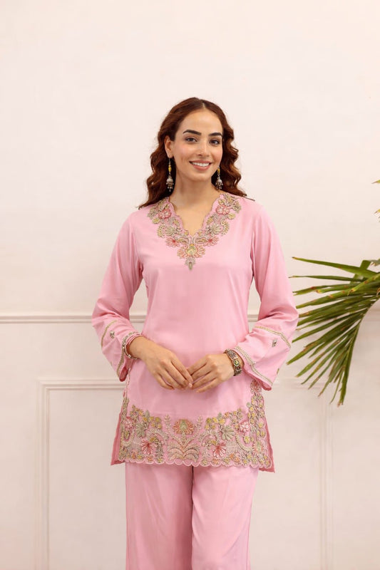 Women cotton coord set with embroidery casual daily wear 2 piece ethnic online India Resshaa