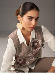 Cotton Embroidered Tunic with Trousers & Waistcoat